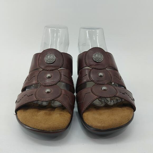 Walking Cradles Brown Leather Sandals Slides 9.5 - Picture 2 of 11